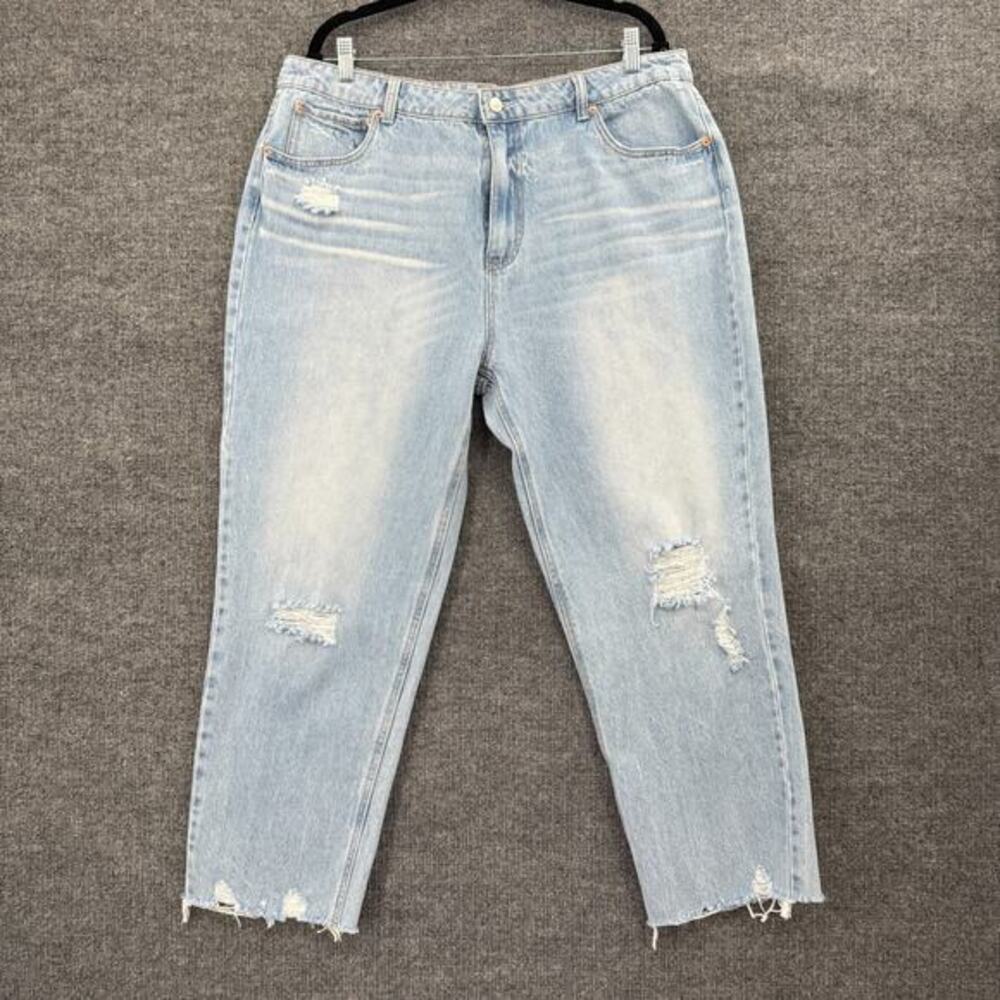 No Boundaries Womens Distressed Straight Leg Jeans Sz 19 Light Wash 100% Cotton